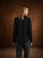 Slim Fit Solid Black Long-Sleeve Shirt