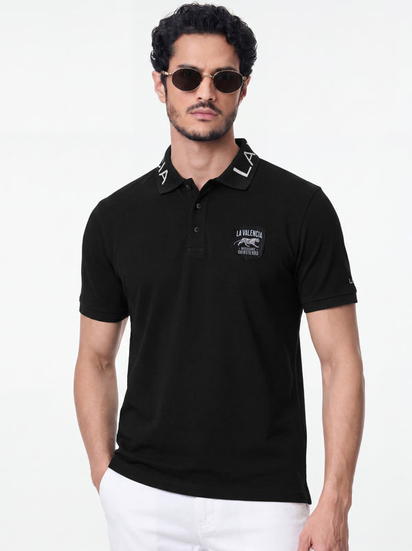 Men’s Signature Tiger Badge Black Polo T-Shirt