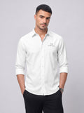 Slim Fit Solid White Scooter Linen Long-Sleeve Shirt