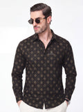 Slim Fit Textured Print Long-Sleeve Shirt
