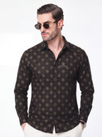 Slim Fit Textured Print Long-Sleeve Shirt