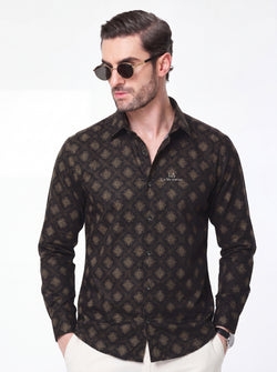 Slim Fit Textured Print Long-Sleeve Shirt
