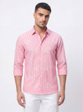 Slim Fit Striped Monogram Long-Sleeve Shirt