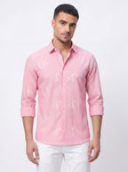 Slim Fit Striped Monogram Long-Sleeve Shirt