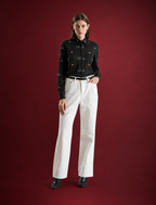 Slim Fit Monogram & Flag Motif Long-Sleeve Shirt