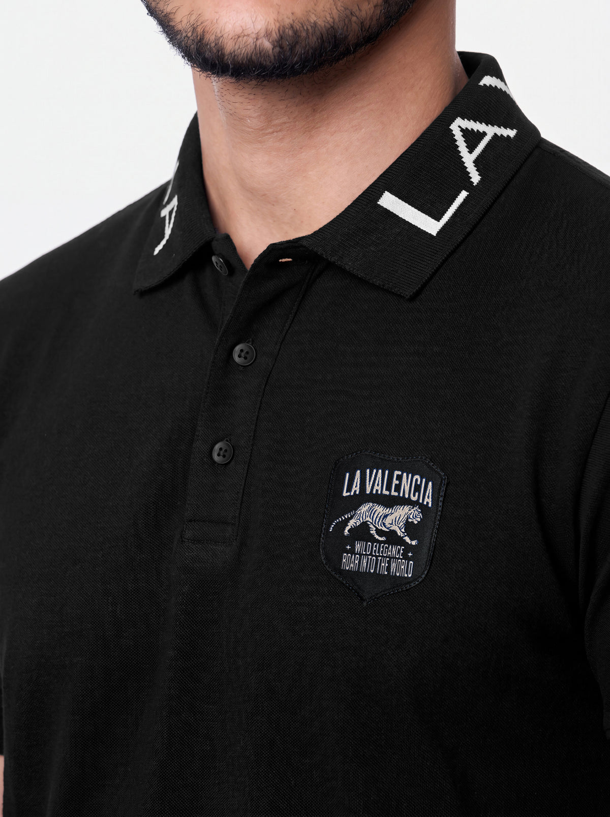 Men’s Signature Tiger Badge Black Polo T-Shirt