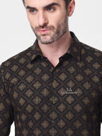 Slim Fit Textured Print Long-Sleeve Shirt