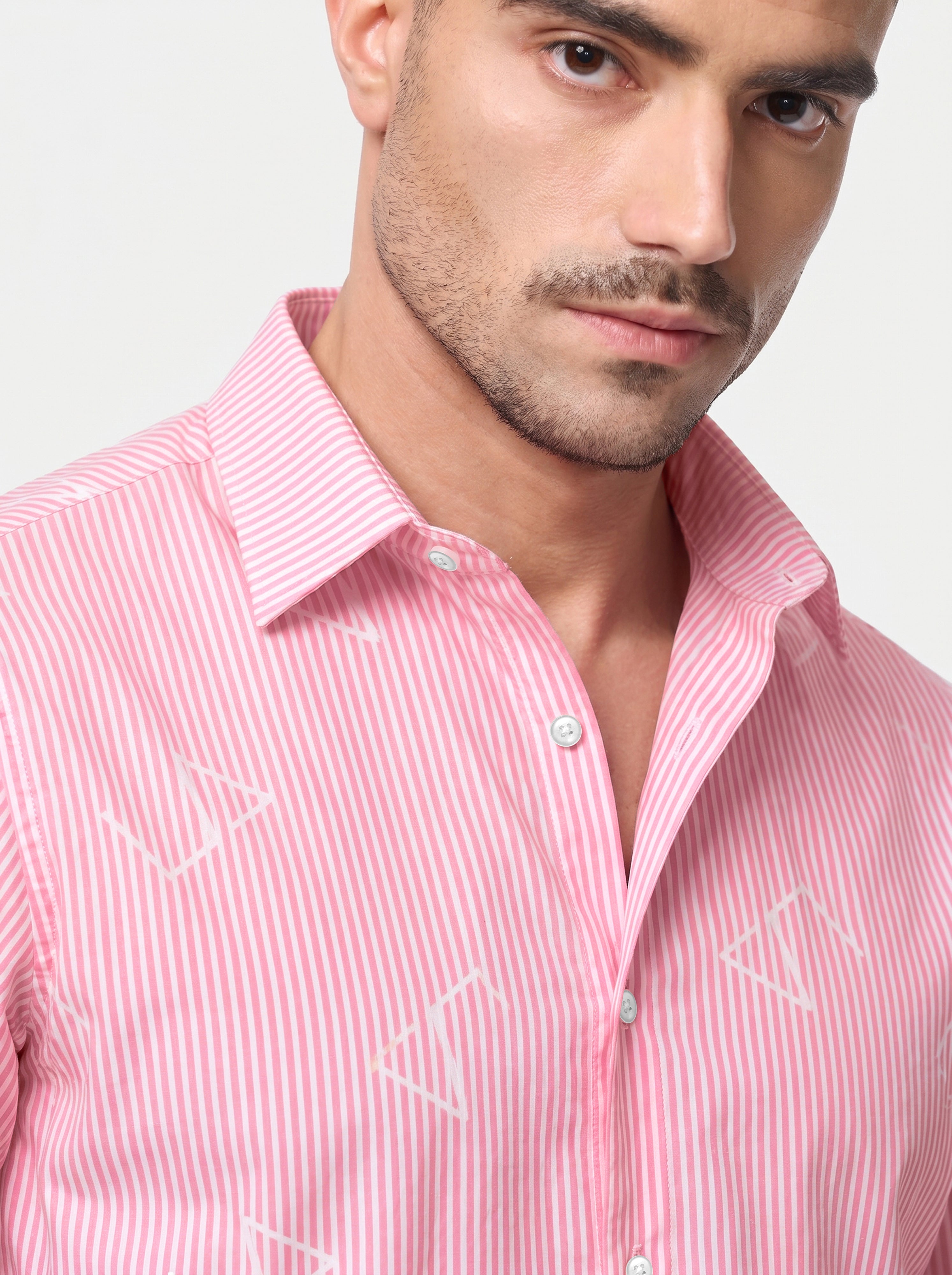 Slim Fit Striped Monogram Long-Sleeve Shirt