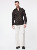 Slim Fit Textured Print Long-Sleeve Shirt