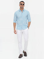 Slim Fit Striped Monogram Long-Sleeve Shirt