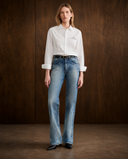 Slim Fit Solid White Scooter Linen Long-Sleeve Shirt