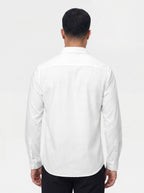 Slim Fit Solid White Scooter Linen Long-Sleeve Shirt
