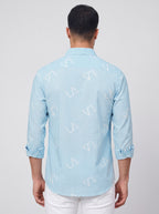 Slim Fit Striped Monogram Long-Sleeve Shirt