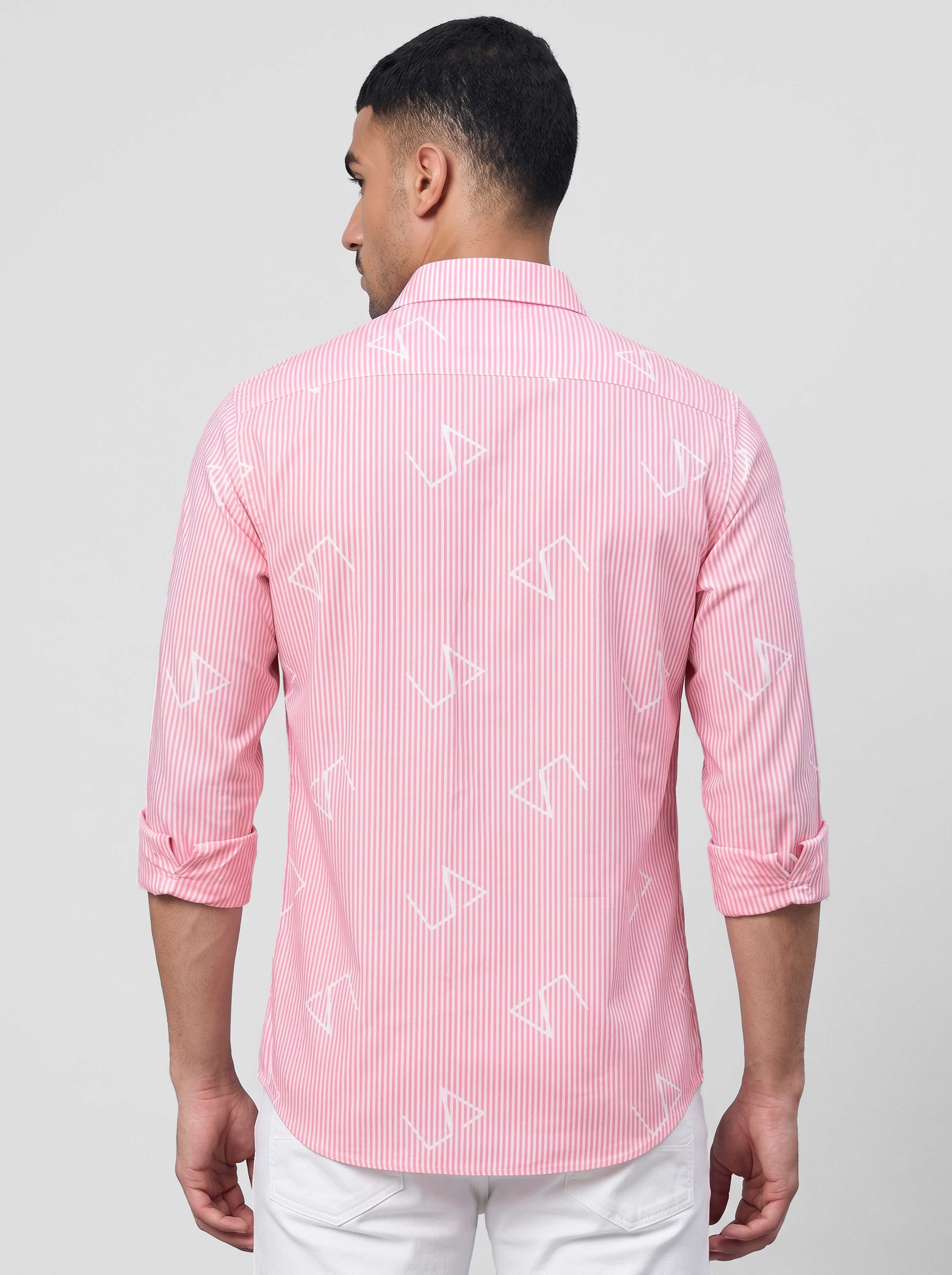 Slim Fit Striped Monogram Long-Sleeve Shirt