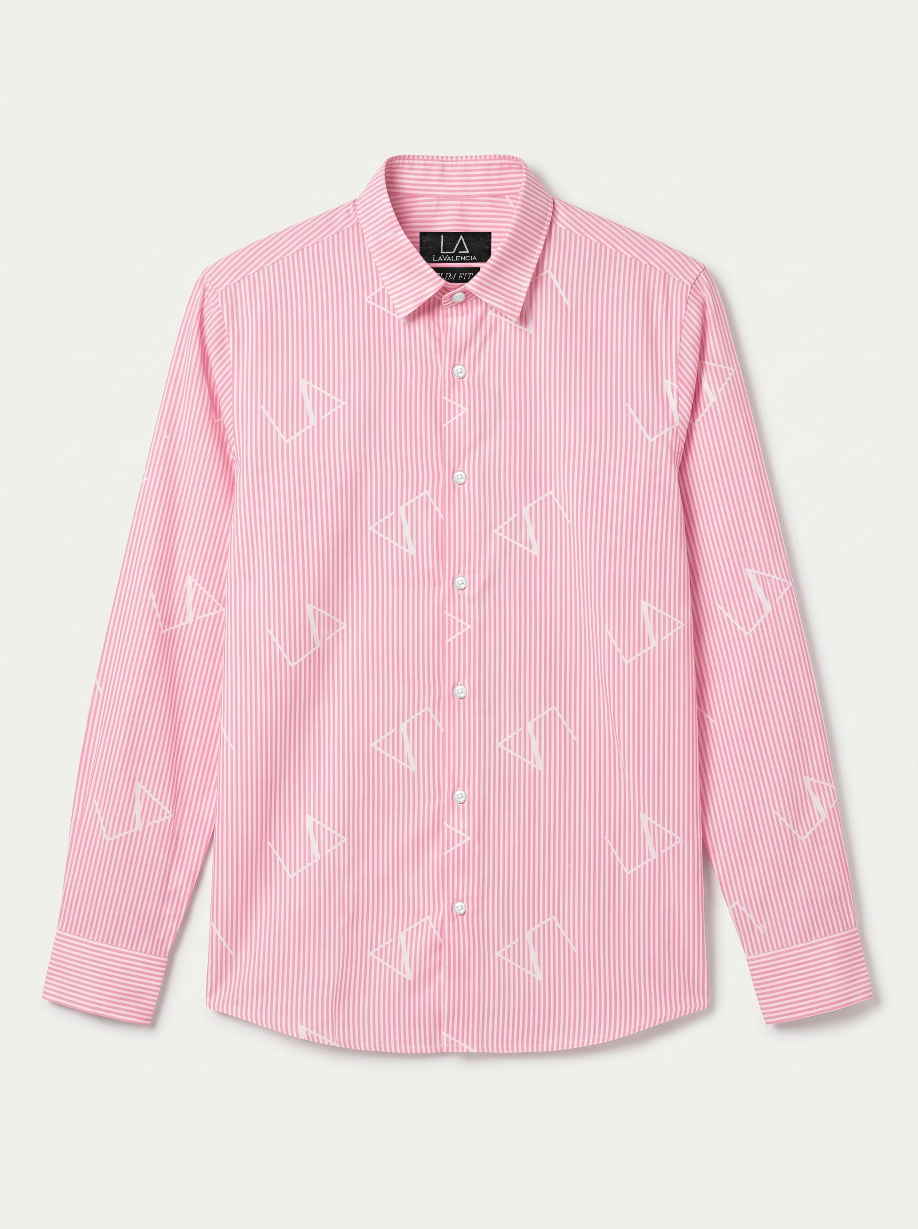 Slim Fit Striped Monogram Long-Sleeve Shirt