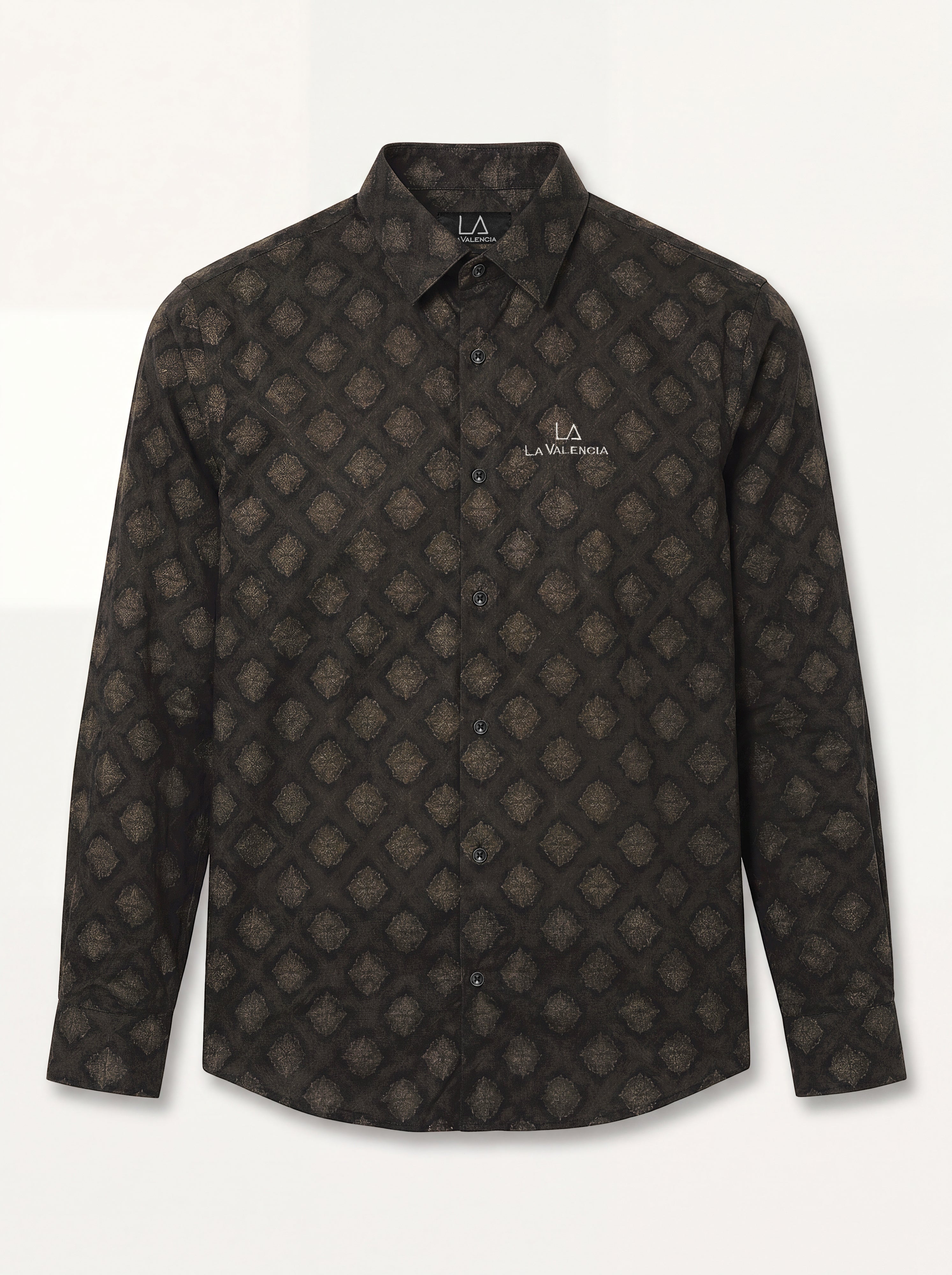 Slim Fit Textured Print Long-Sleeve Shirt