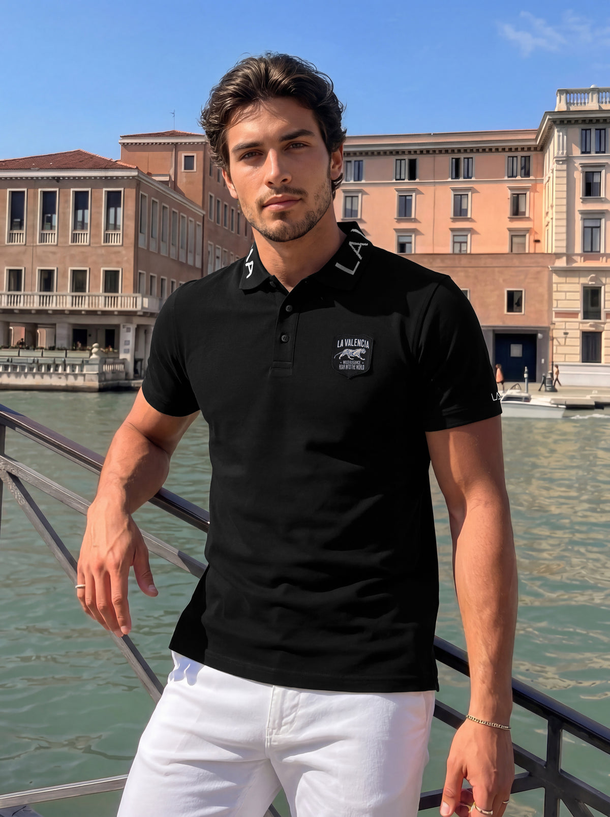 Men’s Signature Tiger Badge Black Polo T-Shirt