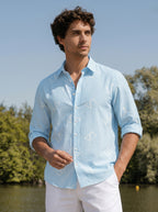 Slim Fit Striped Monogram Long-Sleeve Shirt