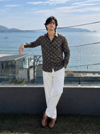 Slim Fit Textured Print Long-Sleeve Shirt