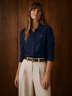 Slim Fit Solid Navy Long-Sleeve Shirt