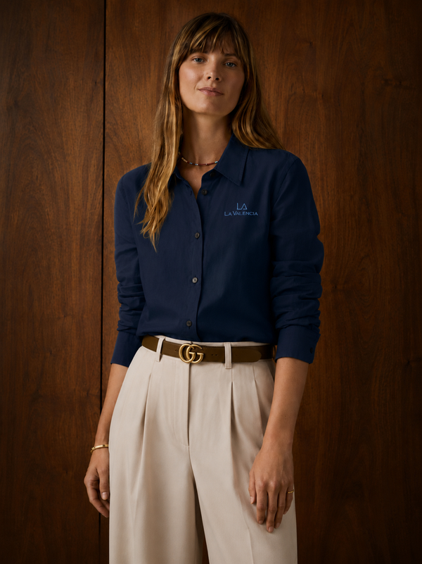 Slim Fit Solid Navy Long-Sleeve Shirt