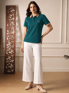 Women’s Teal & Beige Accent Polo T-Shirt