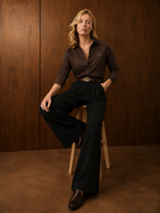Slim Fit Dark Brown Long-Sleeve Shirt