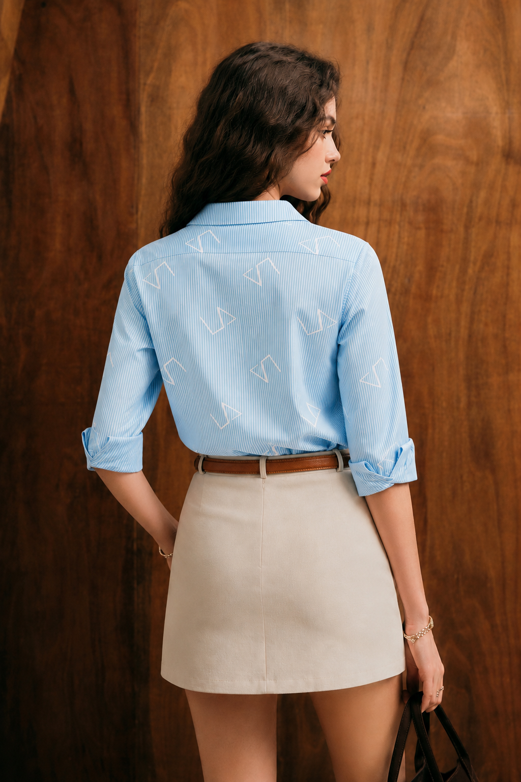 Slim Fit Striped Monogram Long-Sleeve Shirt