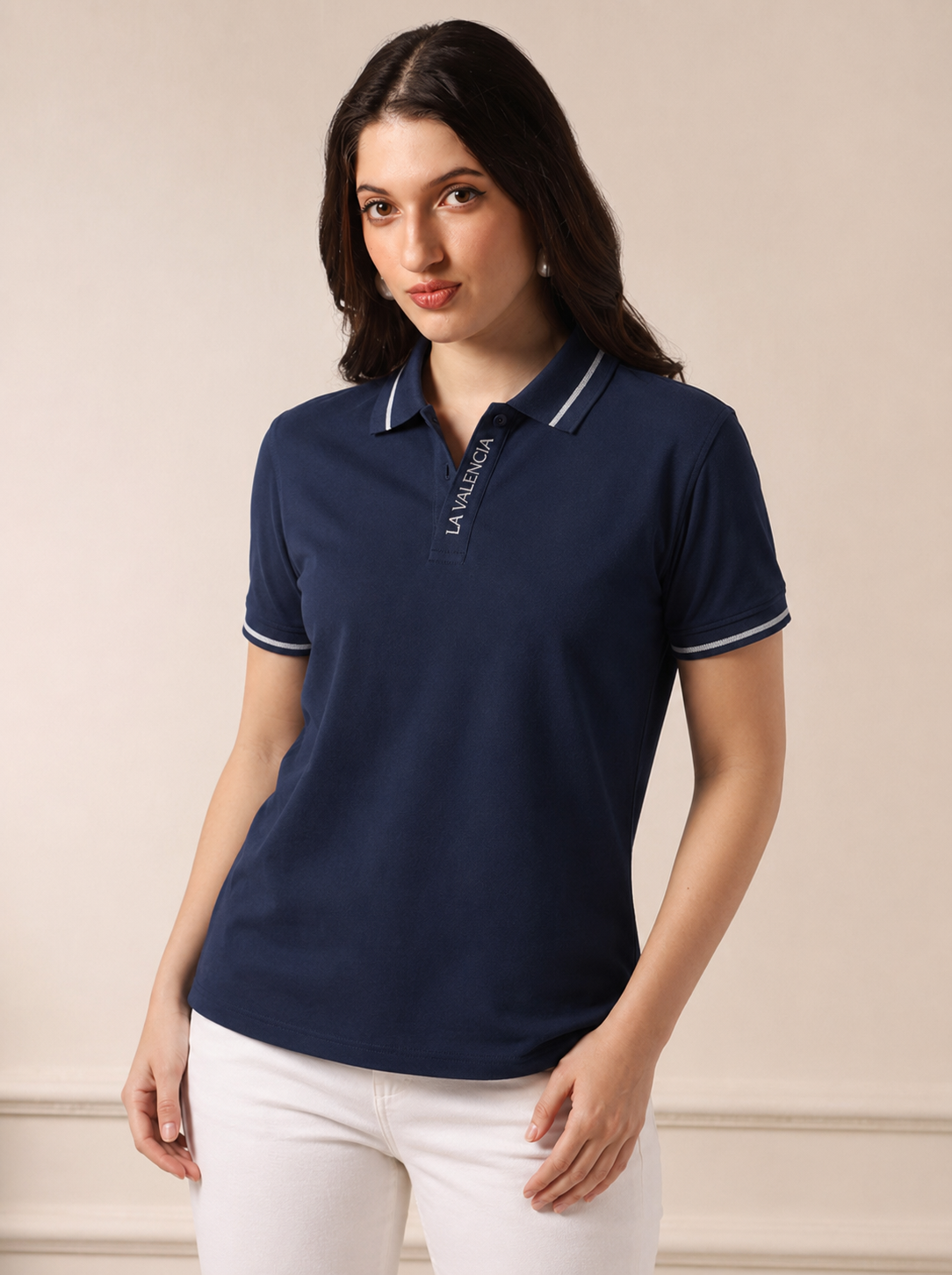 Women’s Signature Luxe Navy Polo T-Shirt