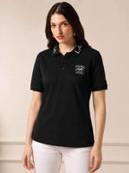 Women’s Signature Tiger Badge Black Polo T-Shirt