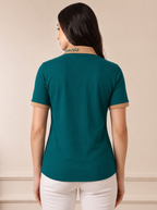 Women’s Teal & Beige Accent Polo T-Shirt