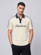 MENS Contrast Collar Polo T-Shirt with Shoulder Stripes