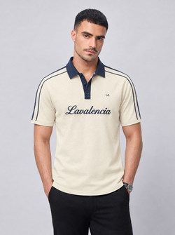 MENS Contrast Collar Polo T-Shirt with Shoulder Stripes