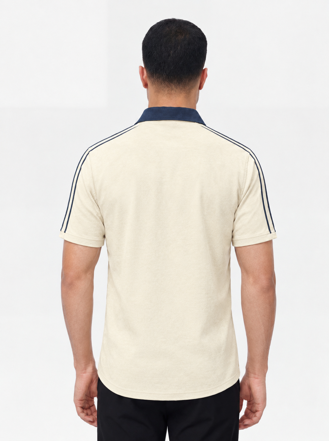 MENS Contrast Collar Polo T-Shirt with Shoulder Stripes