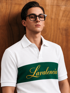 MENS Textured Knit Polo T-Shirt – White & Green
