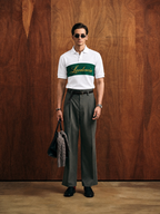 MENS Textured Knit Polo T-Shirt – White & Green