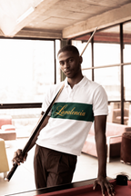 MENS Textured Knit Polo T-Shirt – White & Green