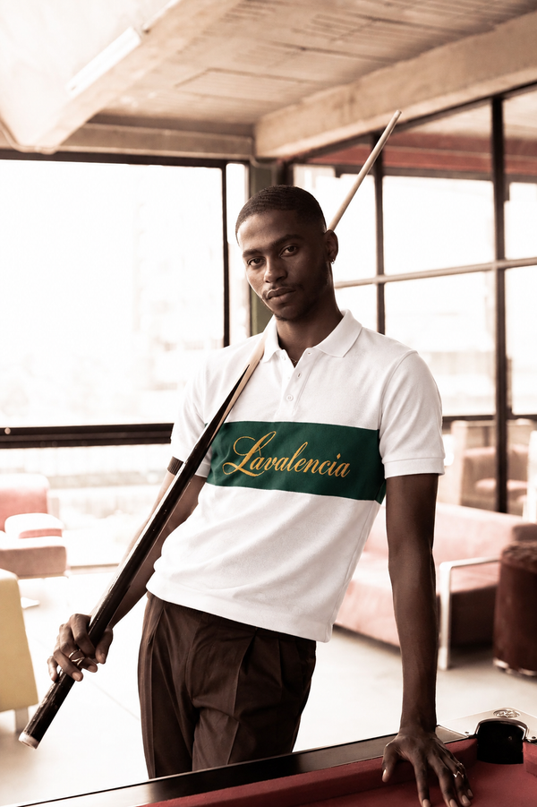 MENS Textured Knit Polo T-Shirt – White & Green