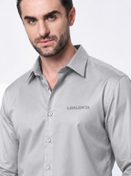Slim Fit Solid Grey Long Sleeve Shirt