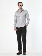 Slim Fit Solid Grey Long Sleeve Shirt