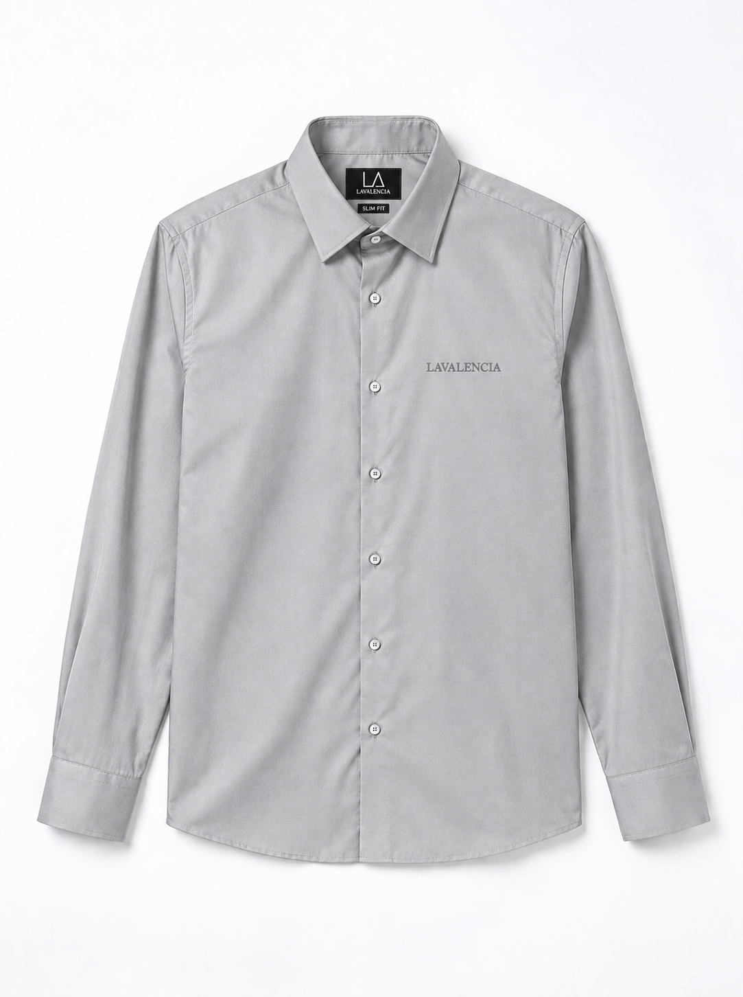 Slim Fit Solid Grey Long Sleeve Shirt