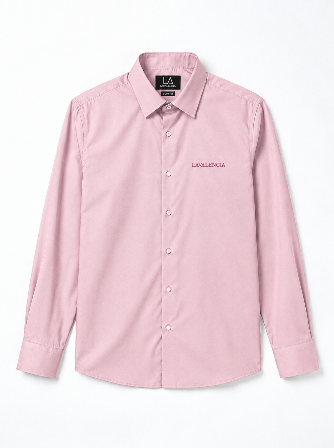Slim Fit Solid Pink Long Sleeve Shirt