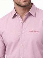 Slim Fit Solid Pink Long Sleeve Shirt