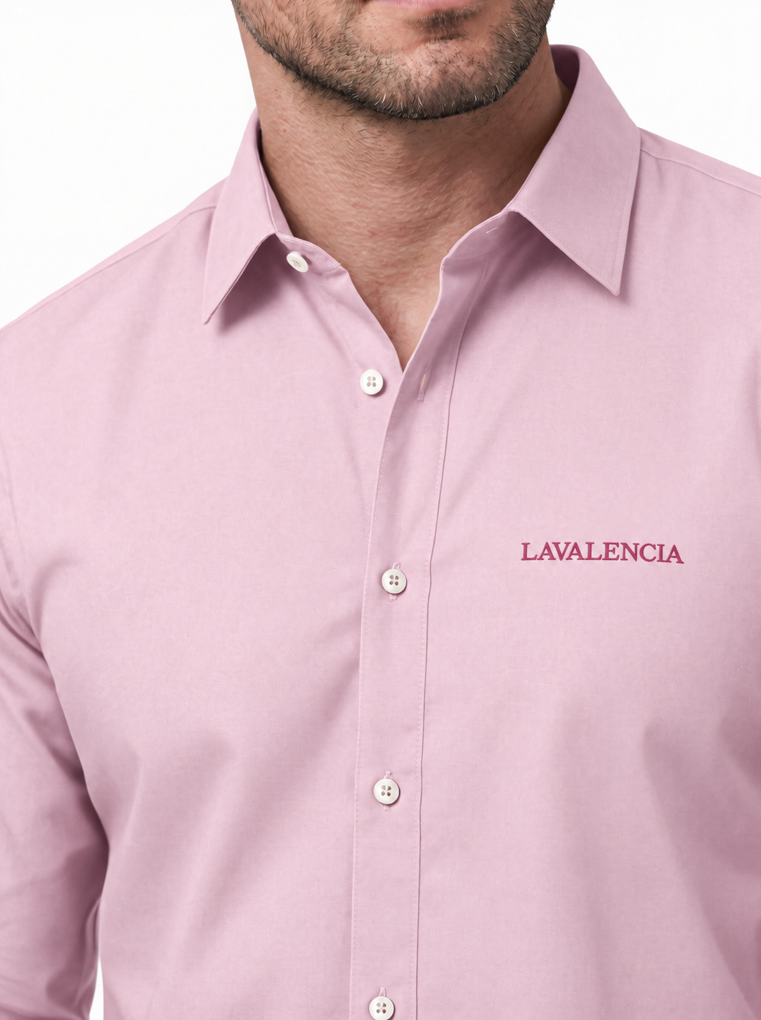Slim Fit Solid Pink Long Sleeve Shirt