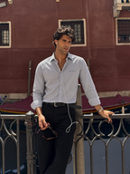 Slim Fit Solid Grey Long Sleeve Shirt